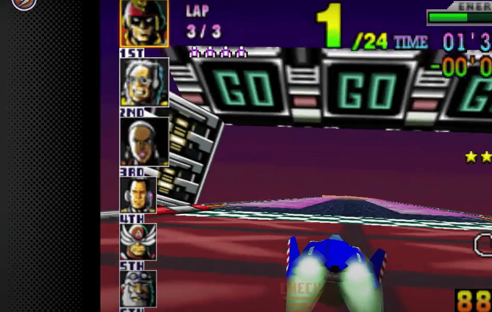 High-speed hovercraft racing in F-Zero X