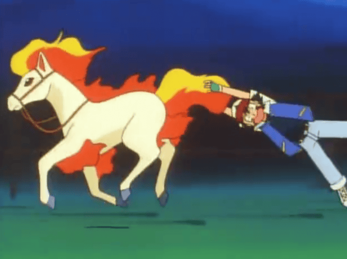 Ponyta, a horse-like Pokémon with a flowing mane of flames