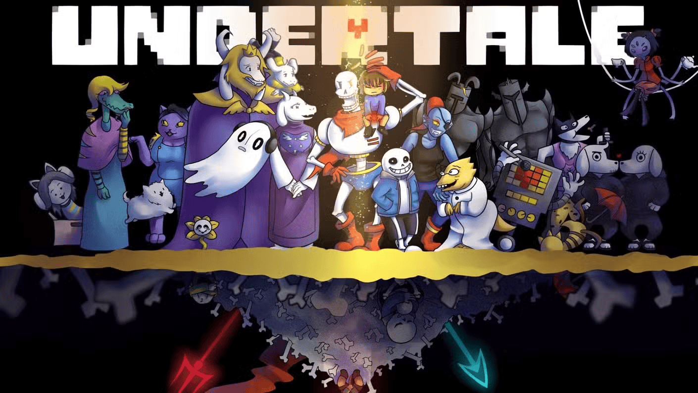 Undertale box art showing pixelated characters