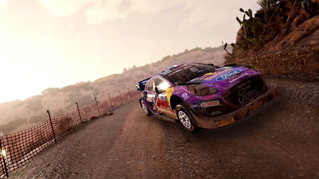 Rally car kicking up dirt in WRC Generations