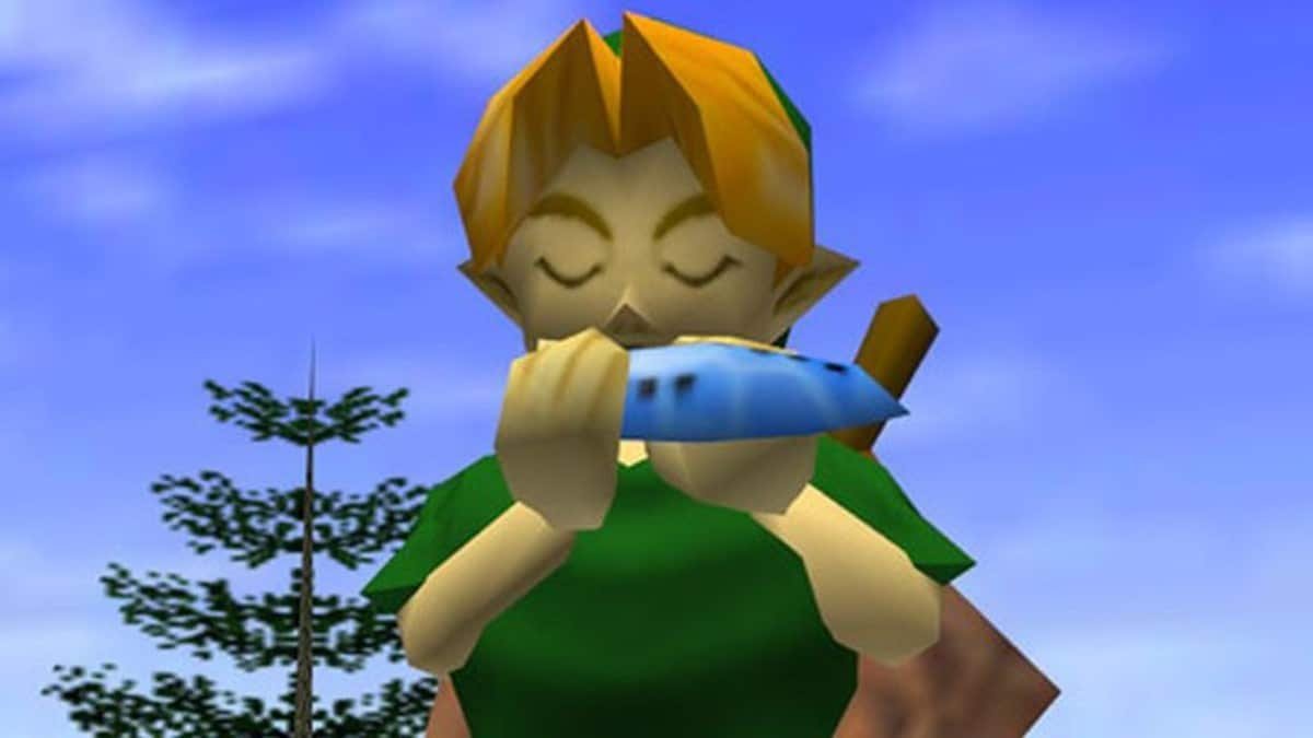 Link holding the Ocarina from Ocarina of Time