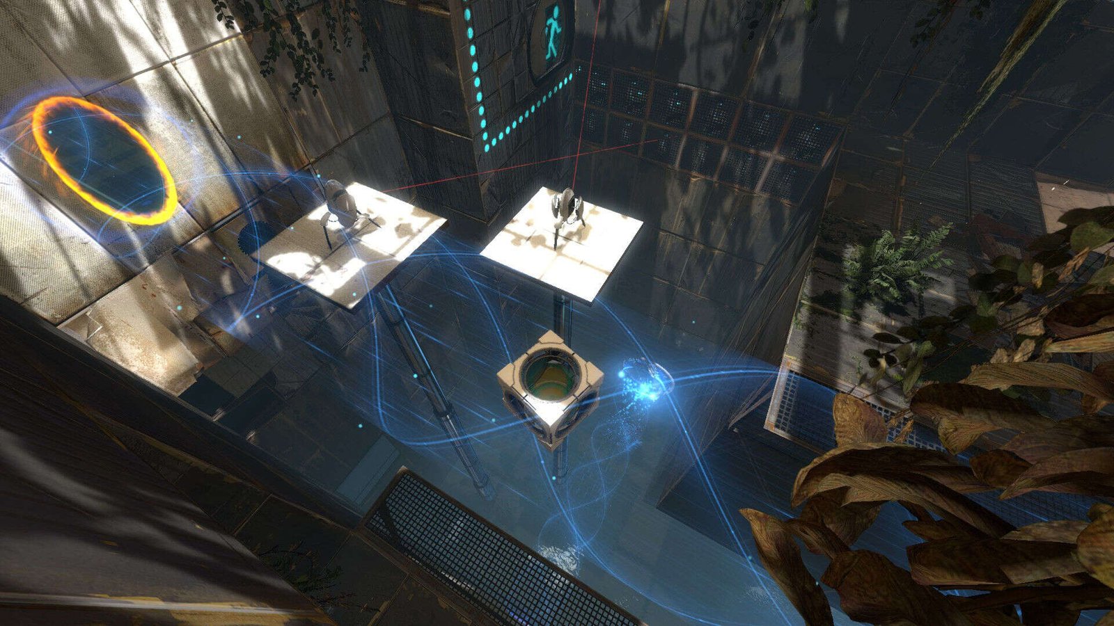 A test chamber with connected portals and light bridges