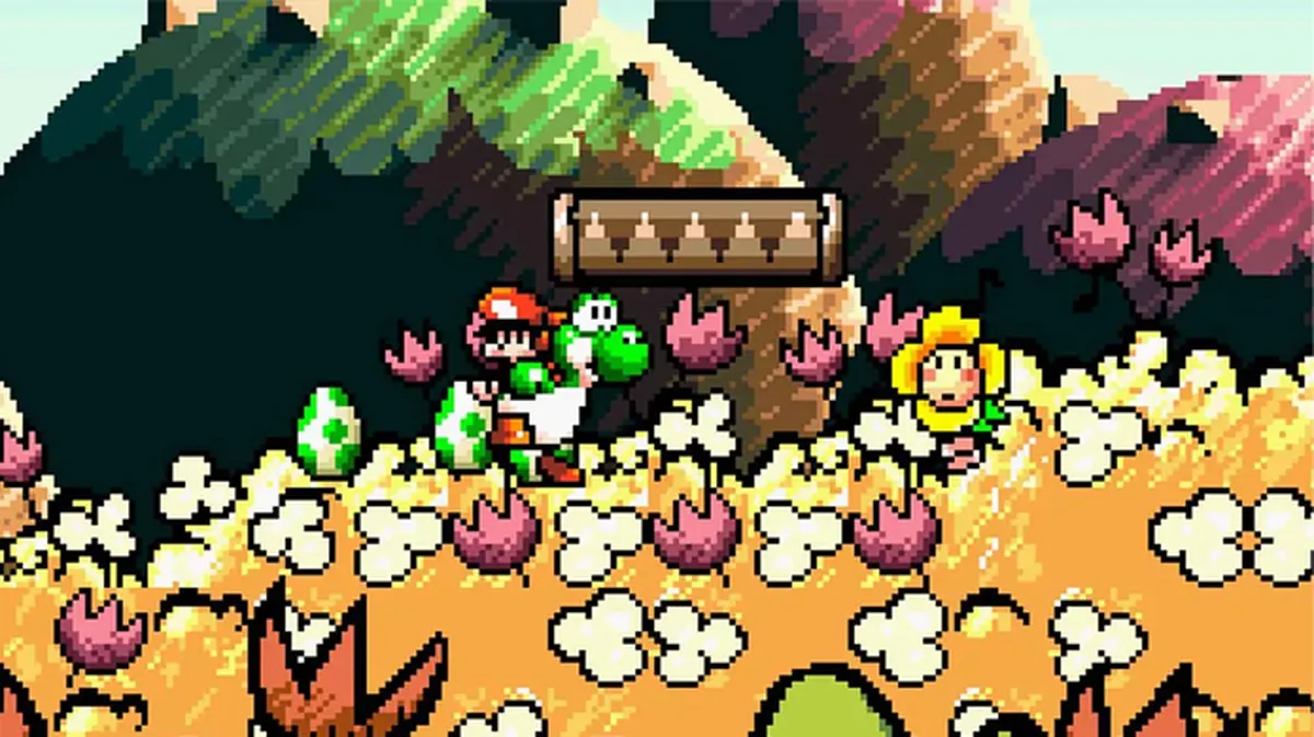 King Bowser’s Castle from Yoshi’s Island with moving platforms and lava pits