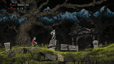 Graveyard stage from Ghosts ’n Goblins populated by relentless foes