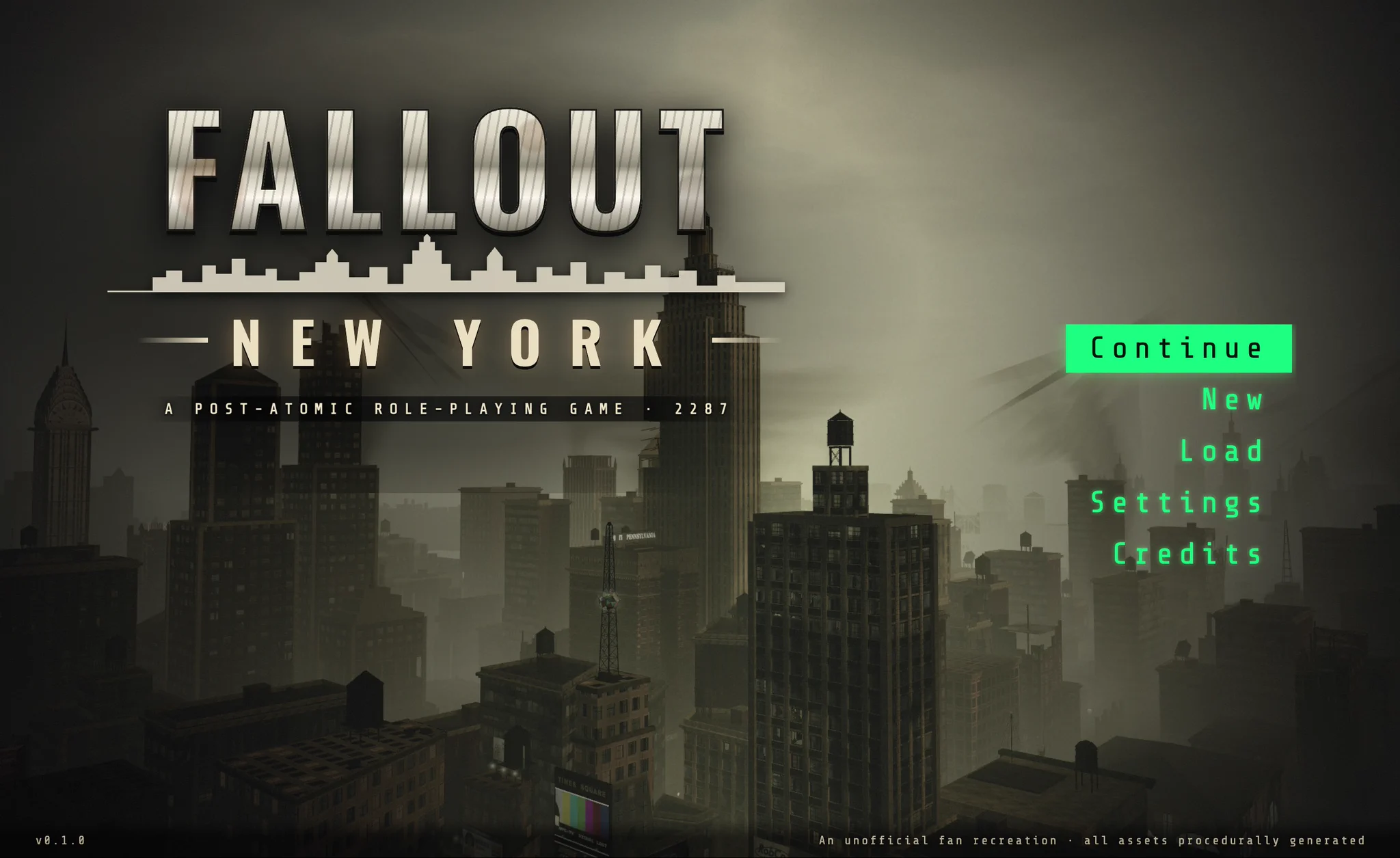 Browser-based Fallout project interface showing dialogue and V.A.T.S.-style elements