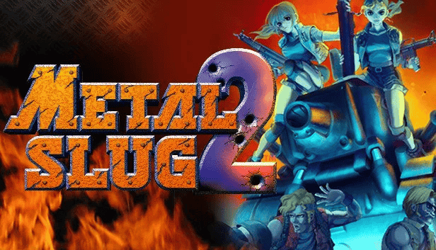 Metal Slug 2 arcade scene with diverse enemies and vehicles