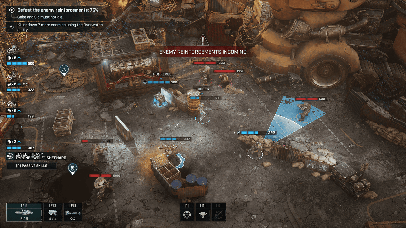 Promotional art for Gears Tactics with tactical combat scenes