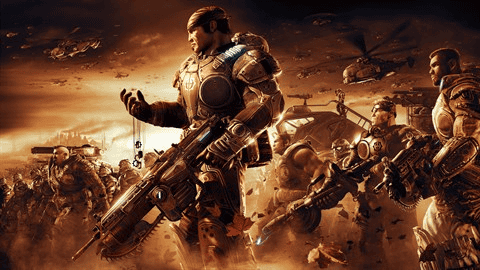 Gears of War 2 promotional image showing large-scale battles
