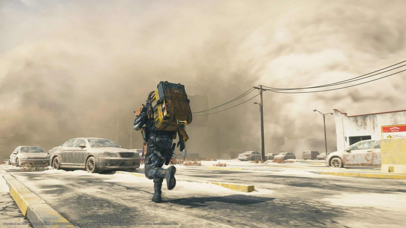Character walking through a sandstorm carrying cargo