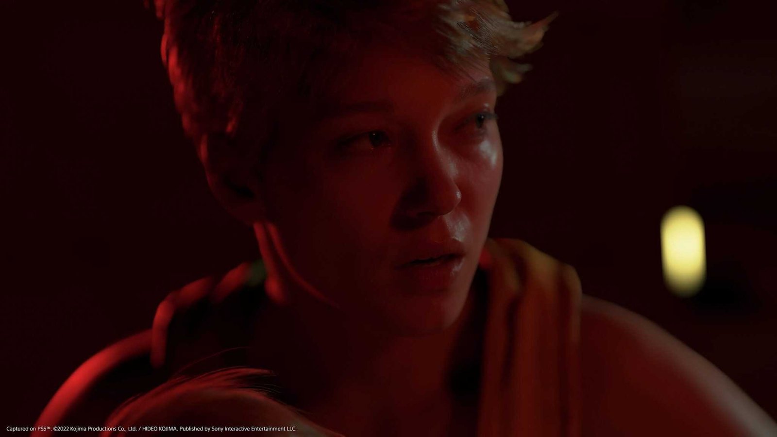 Close-up of a short-haired blonde female character