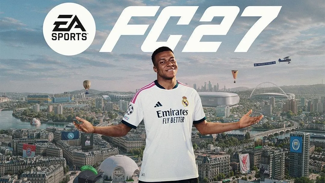 Players on a promotional shoot for EA Sports FC 27 cover