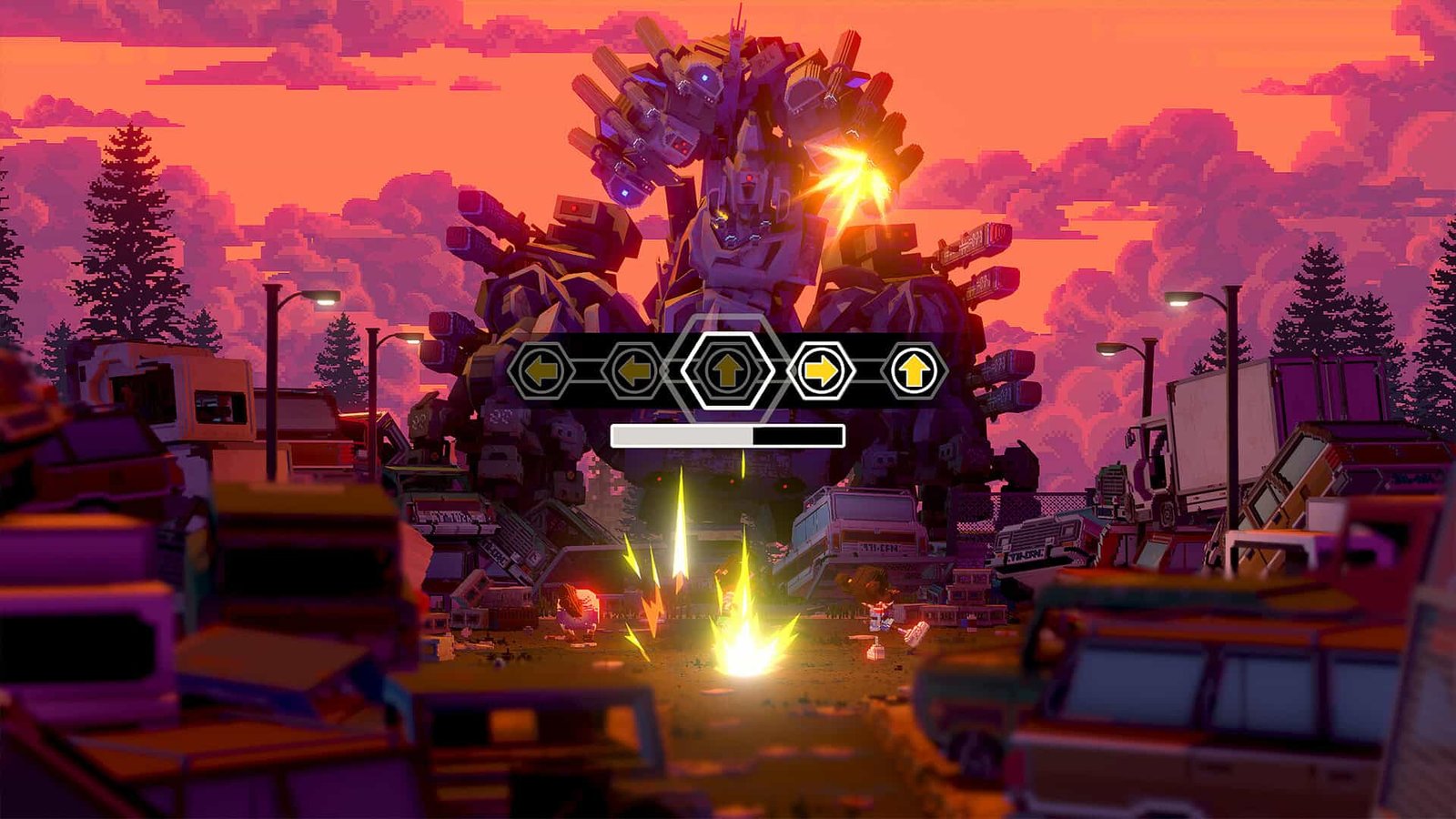 Turn-based combat encounter in Echo Generation with polygonal pixel art