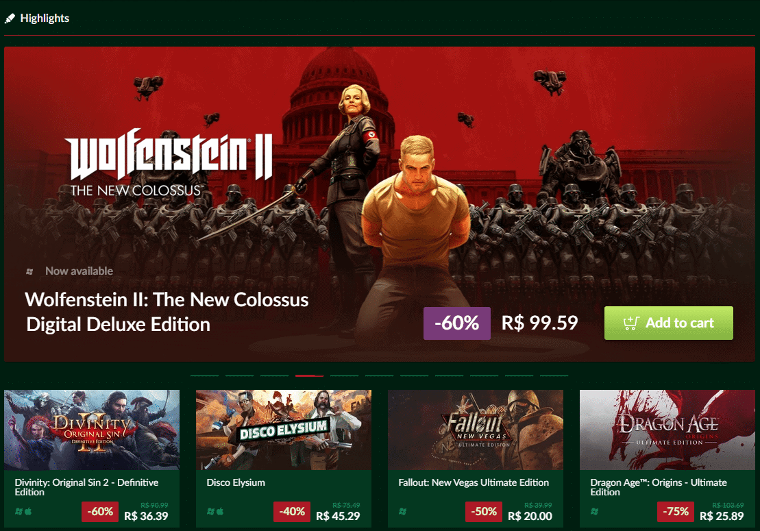 GOG winter sale promotions on PC games