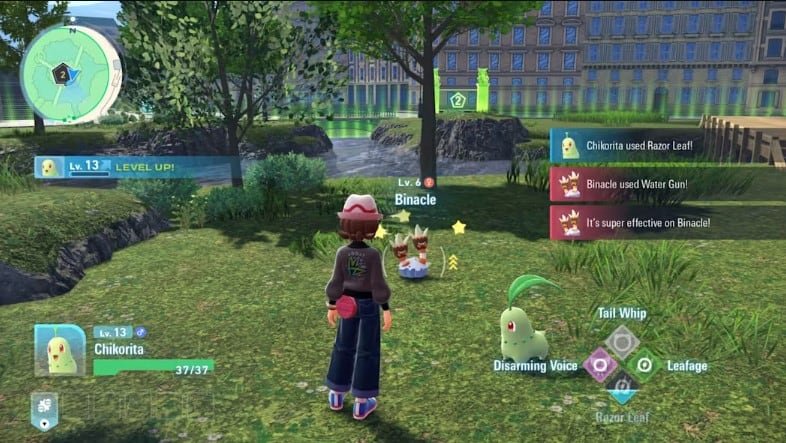 Player character encountering Pokémon in the wild