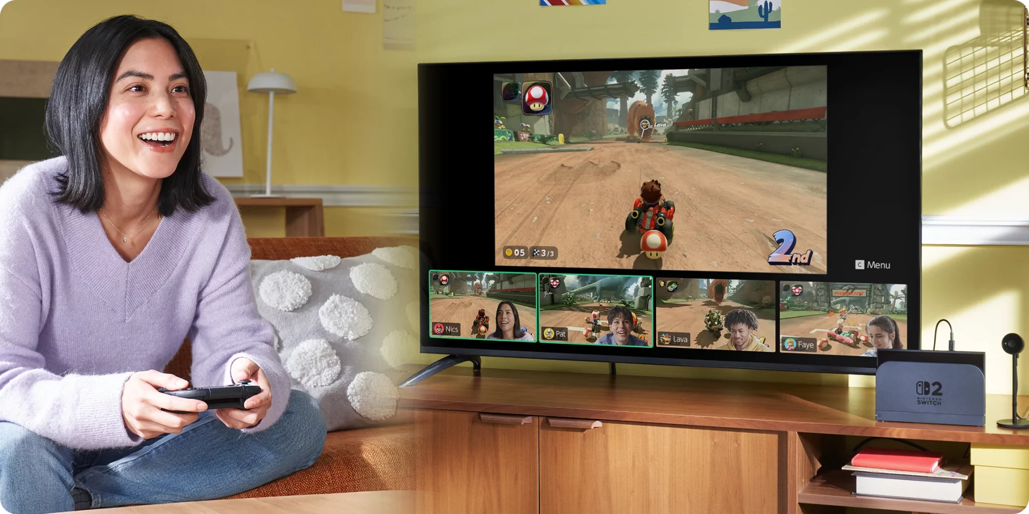 Switch 2 GameChat interface showing a video conversation