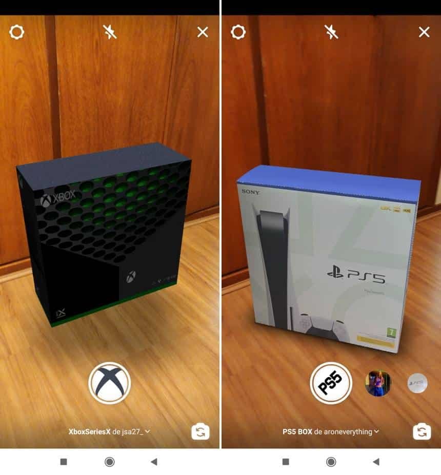 Demonstration of the virtual console box positioned on a flat surface before capturing