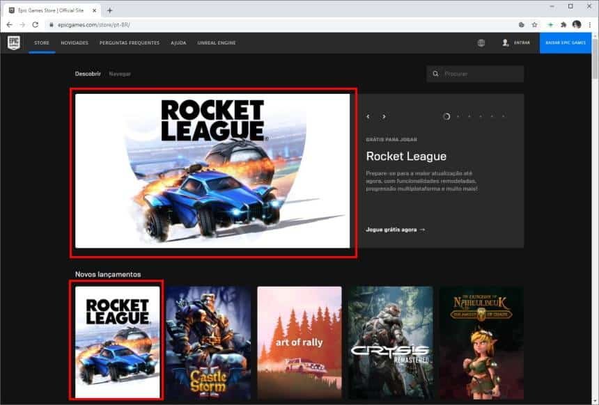 Epic Games Rocket League product page on PC