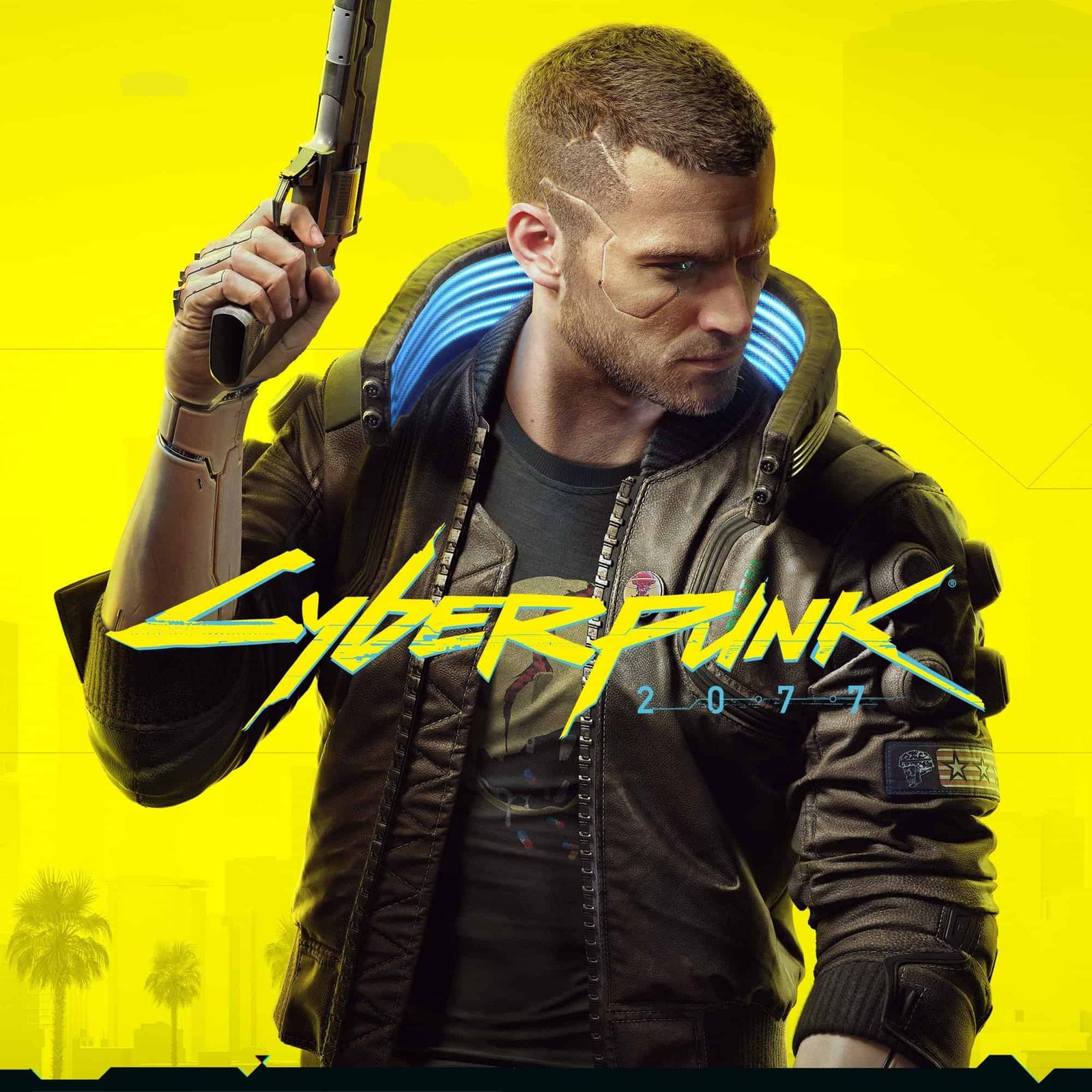 Cyberpunk 2077 gameplay scene with warning about epilepsy risks