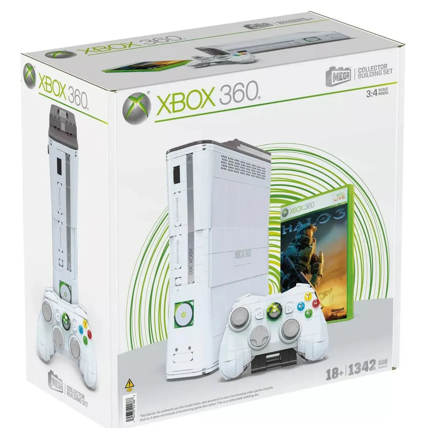 Boxed buildable Xbox 360 set displayed in its retail packaging