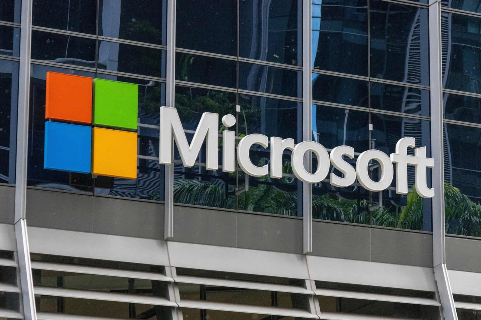 Microsoft building exterior with company logo