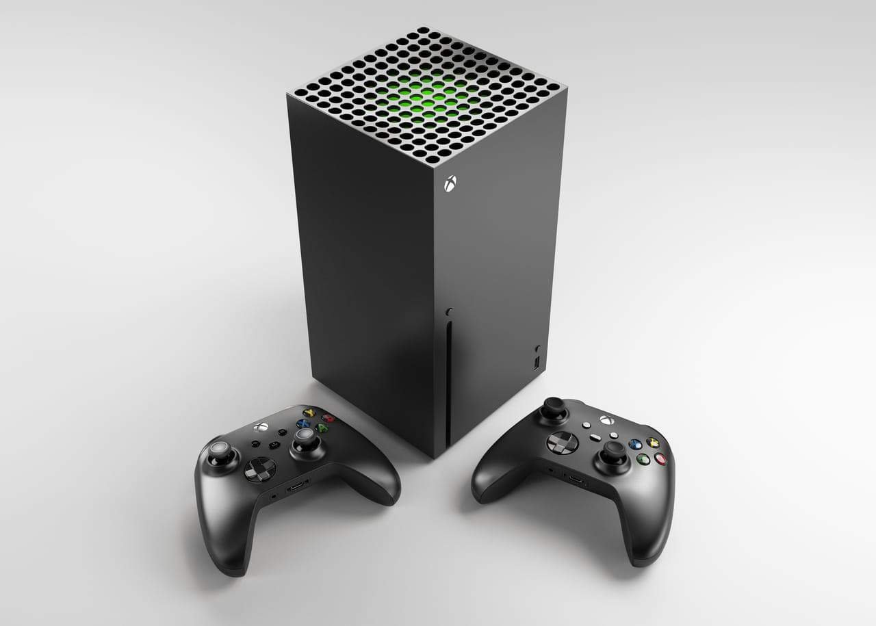 Xbox Series X console beside a mini fridge, both with similar boxy design