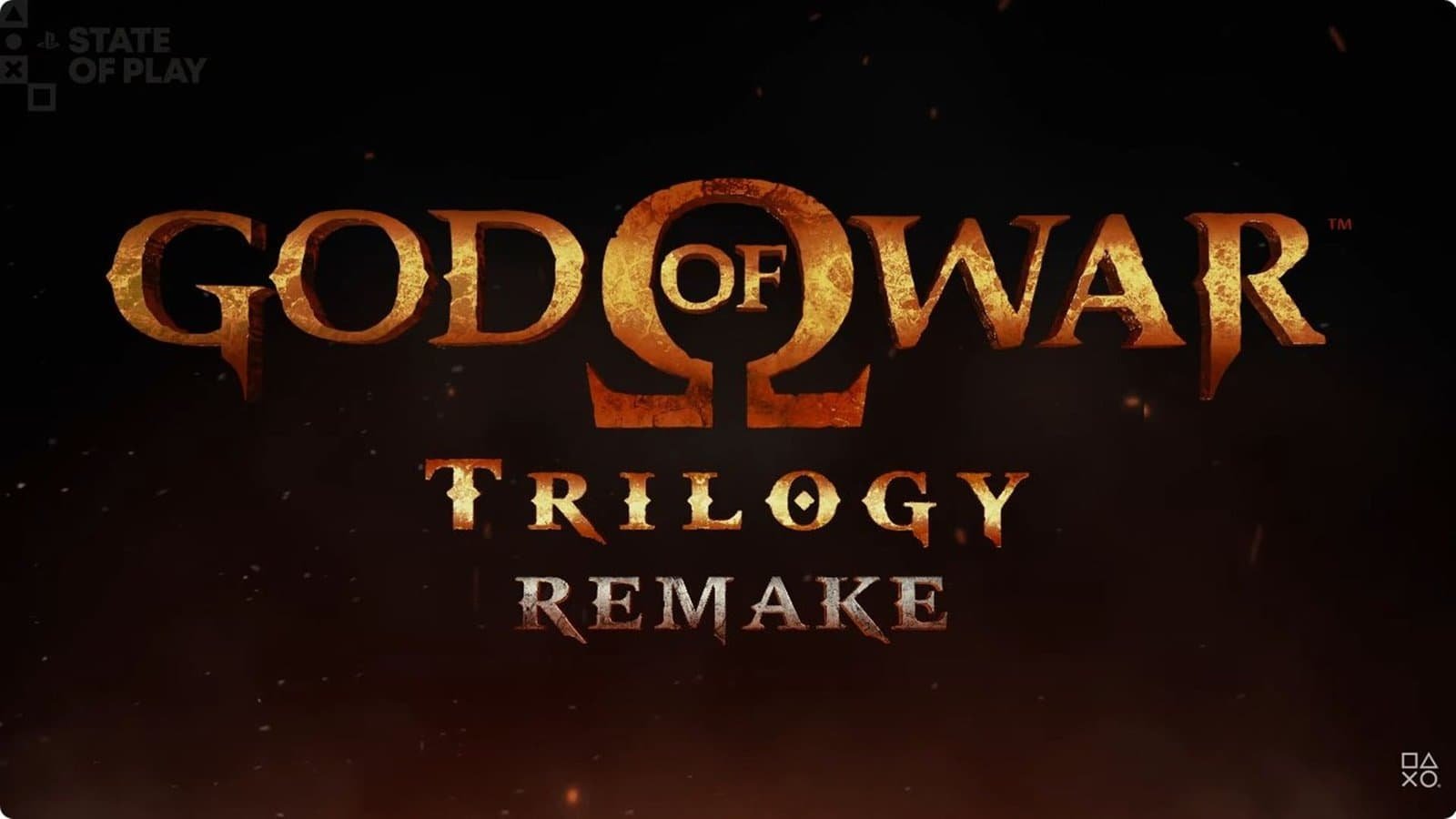 Logo announcing a God of War trilogy remake shown during State of Play 2026