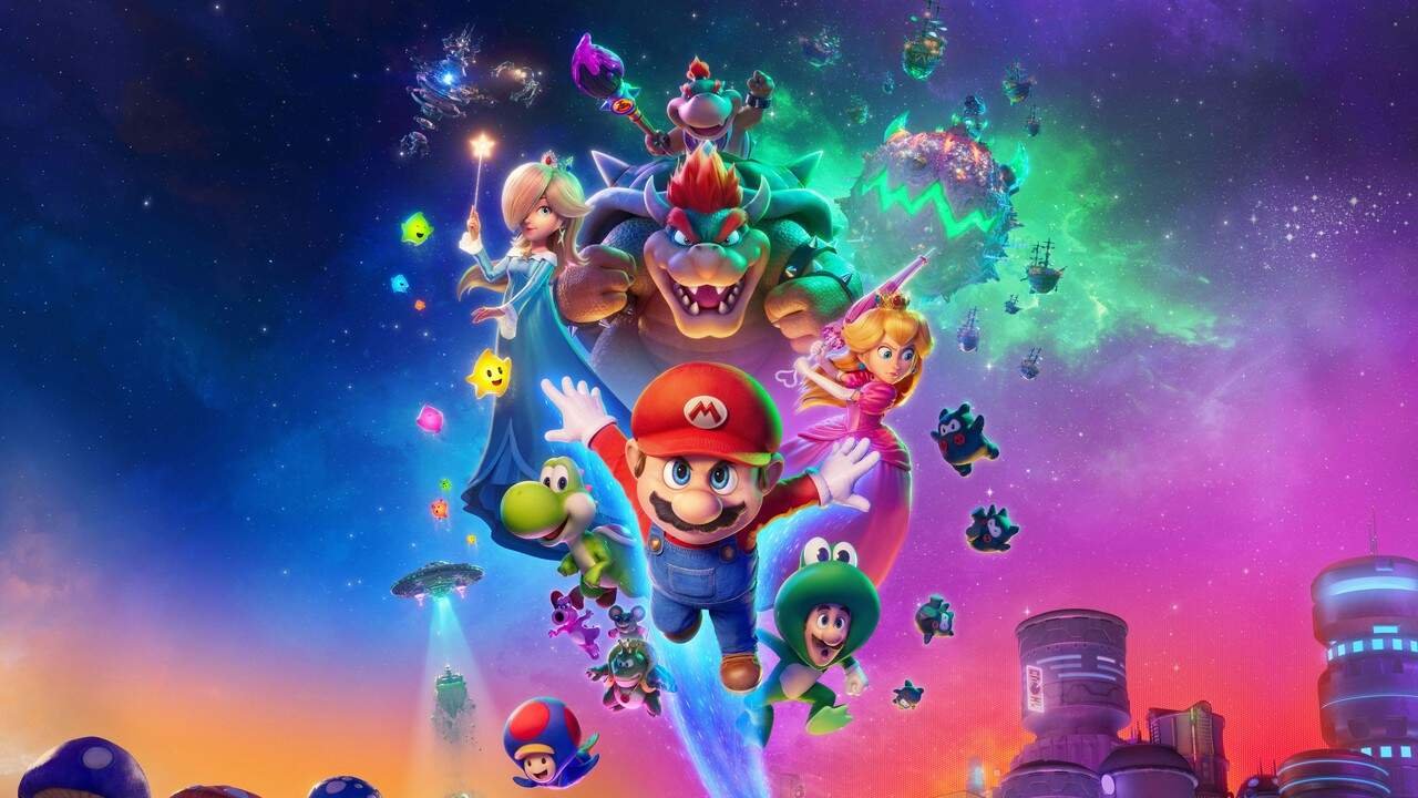 Promotional image for the Super Mario Galaxy film showing main characters