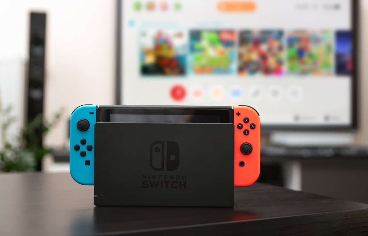 Nintendo Switch console shown in its dock
