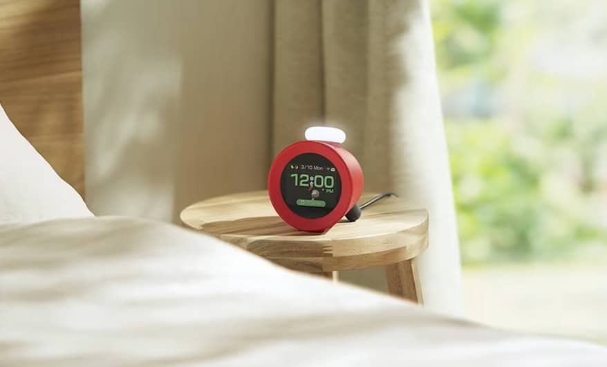Alarmo smart alarm device on a surface