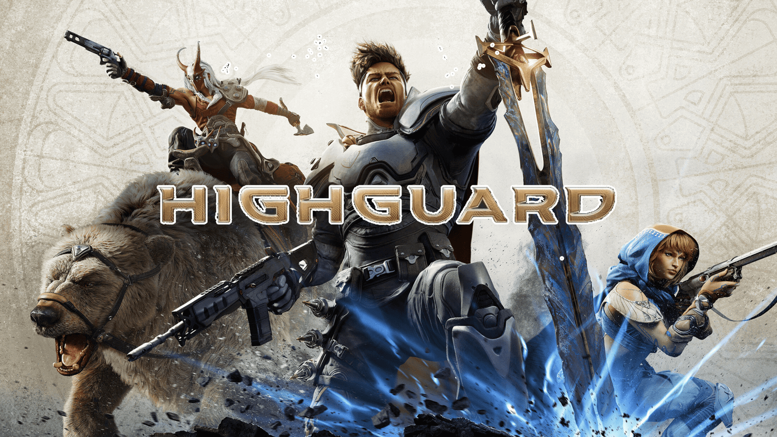 Highguard promotional art showing characters in a fantasy city
