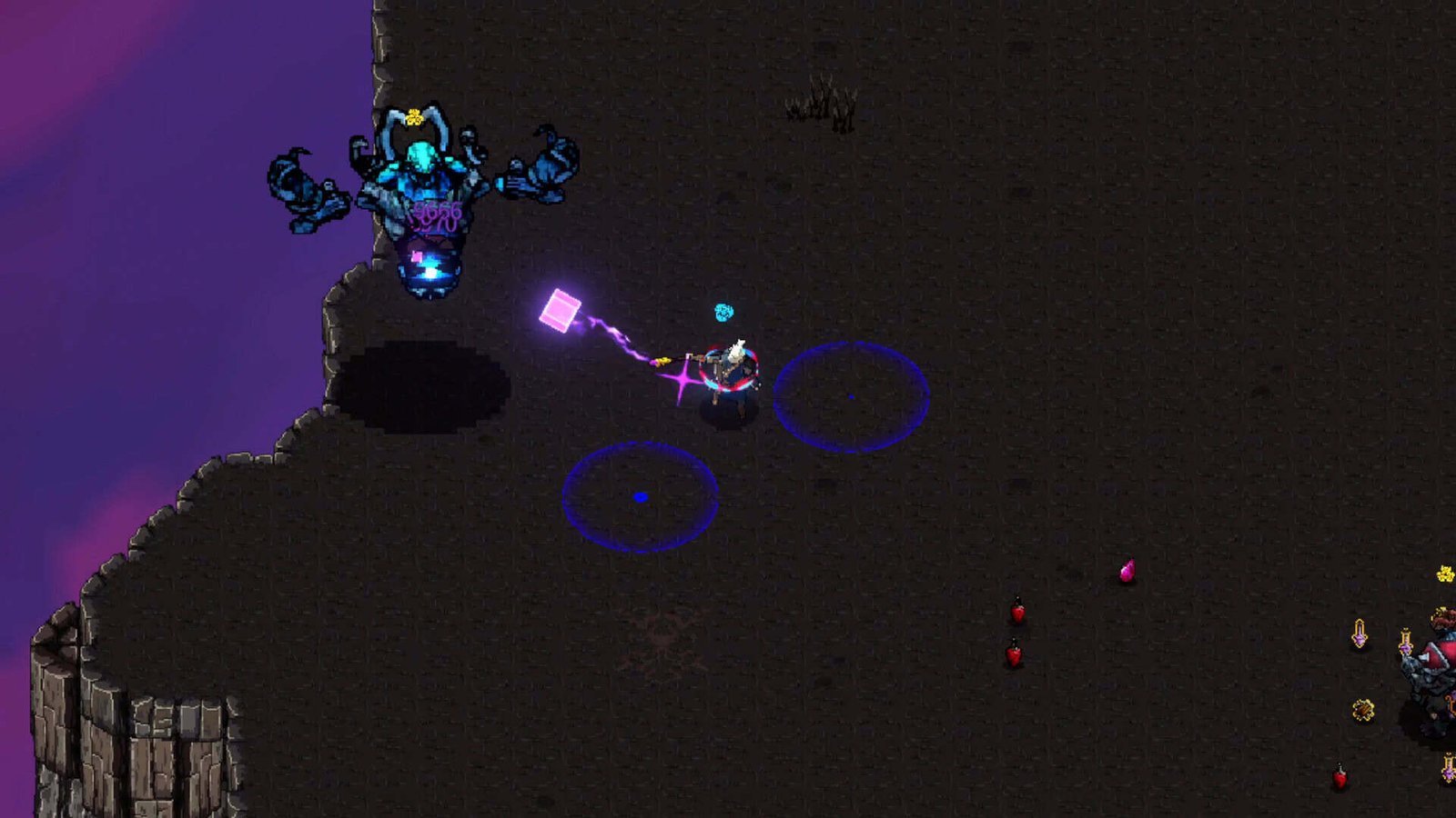 Top-down view of a repetitive dungeon room