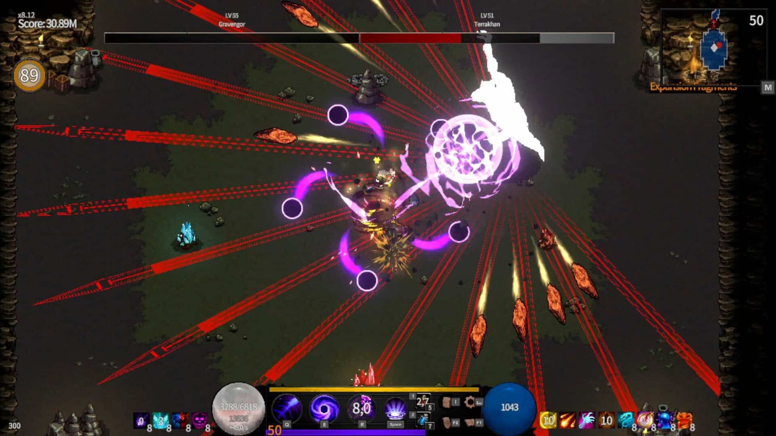 UI displaying elemental reactions and stats