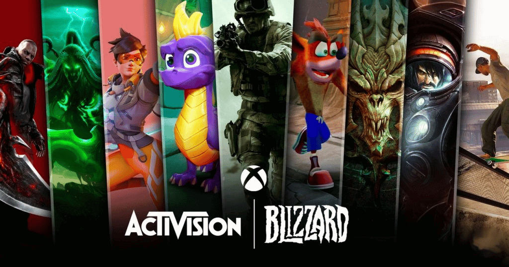 Montage of major Activision Blizzard game franchises that would come under Microsoft
