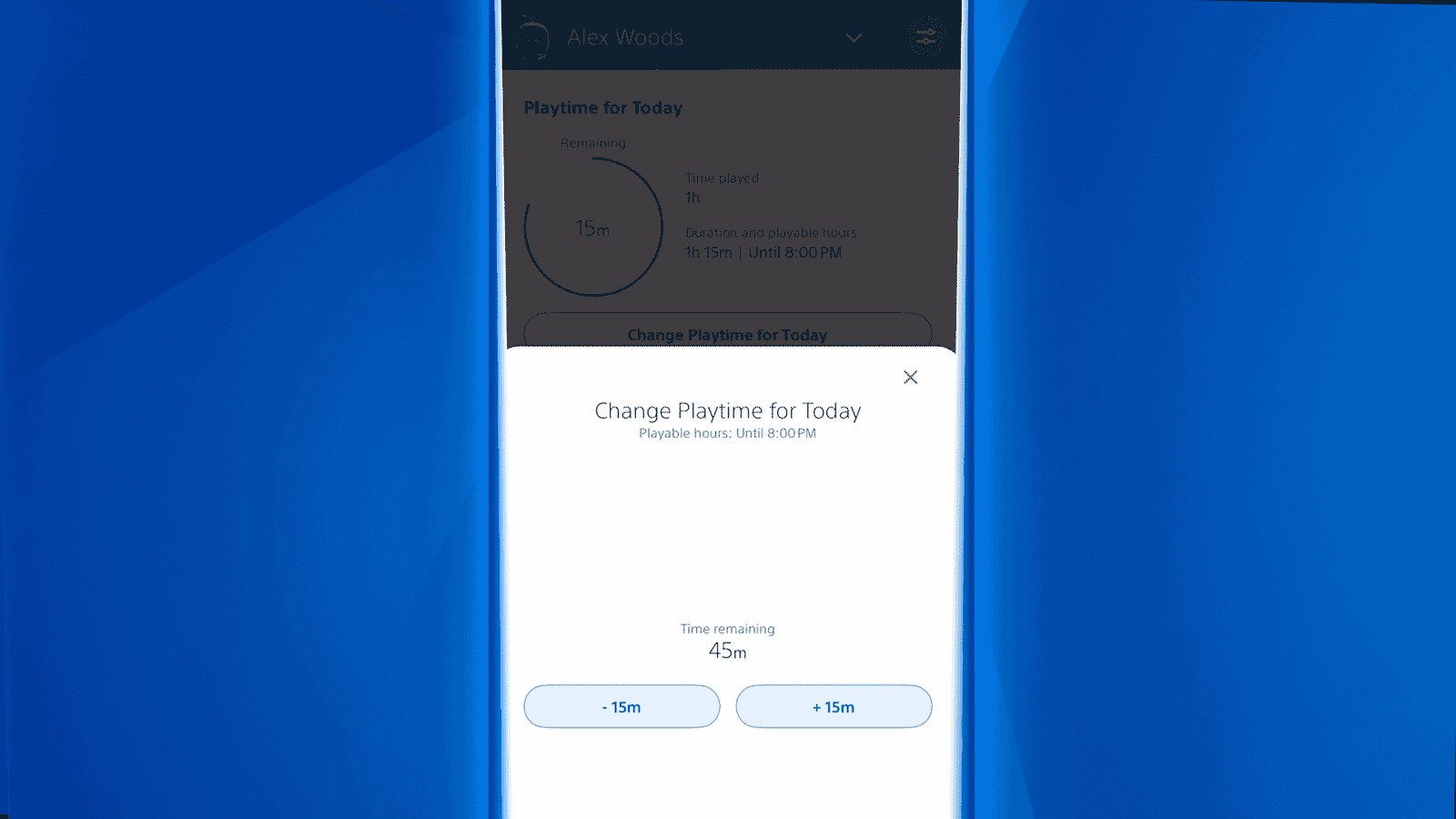 Parent adjusting daily playtime controls on a mobile device