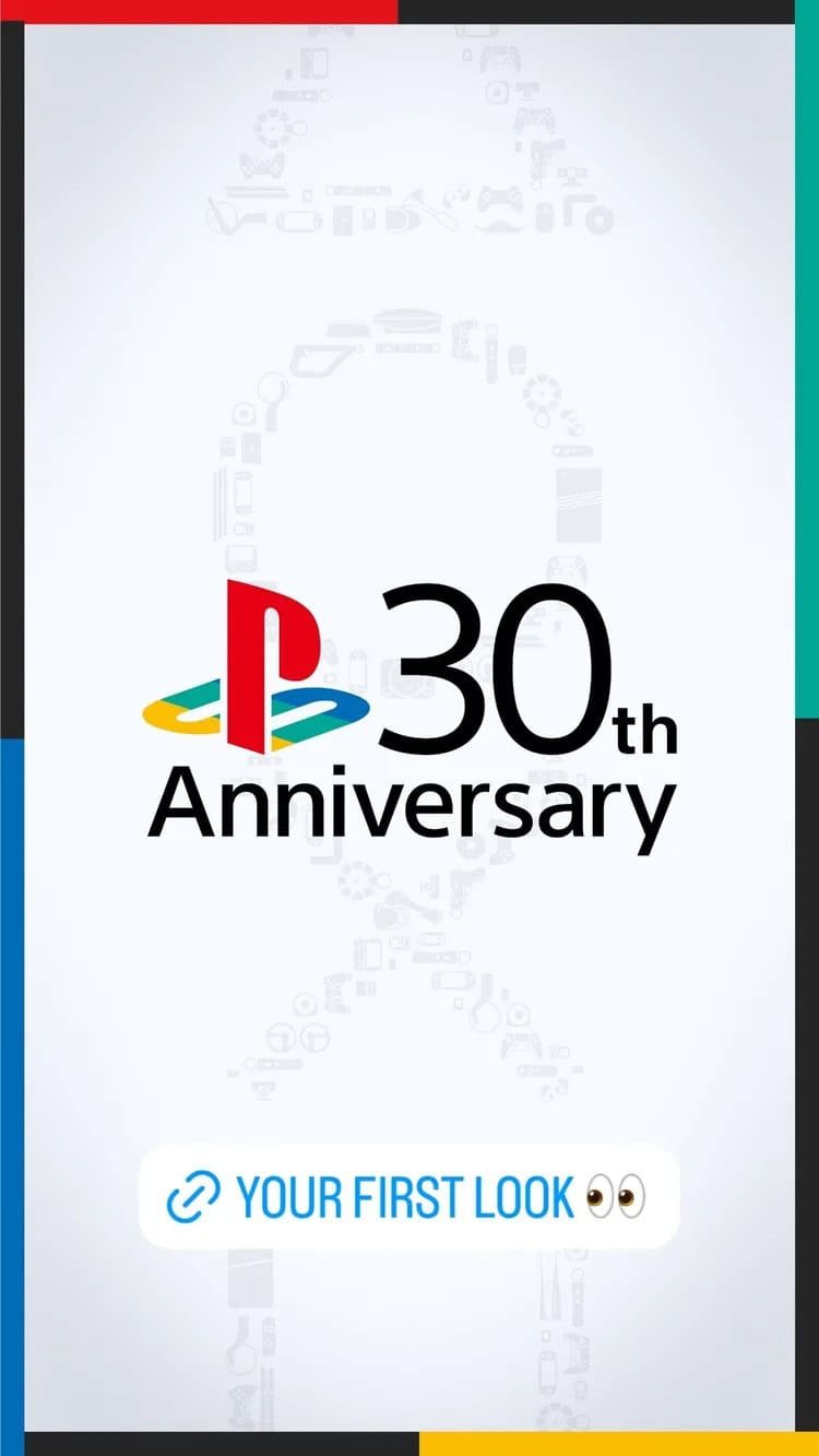 PlayStation 30th anniversary commemorative artwork showing two console designs