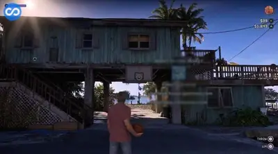 Jason playing basketball inside a house in a gameplay clip