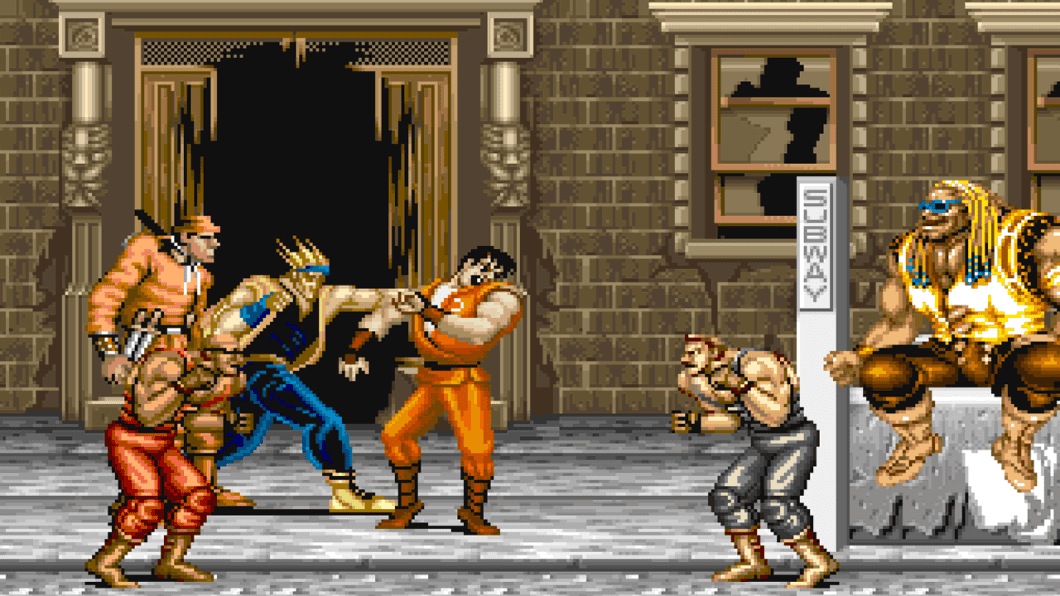 Final Fight street brawl with iconic characters in Metro City
