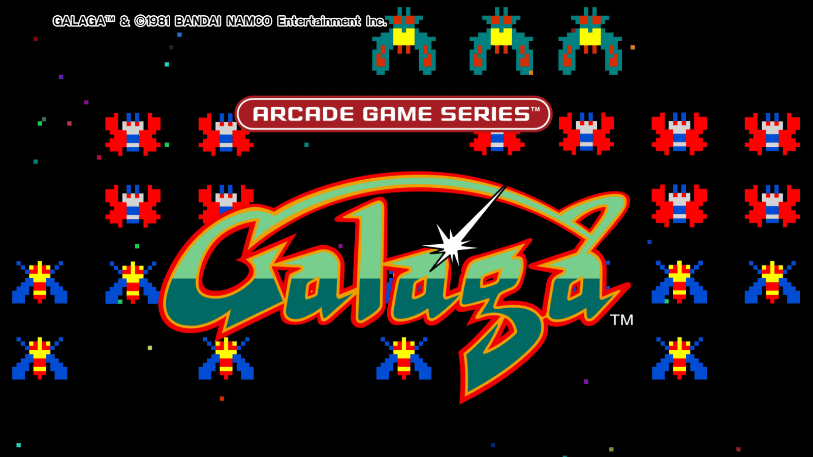 Galaga spaceship fighting waves of alien attackers