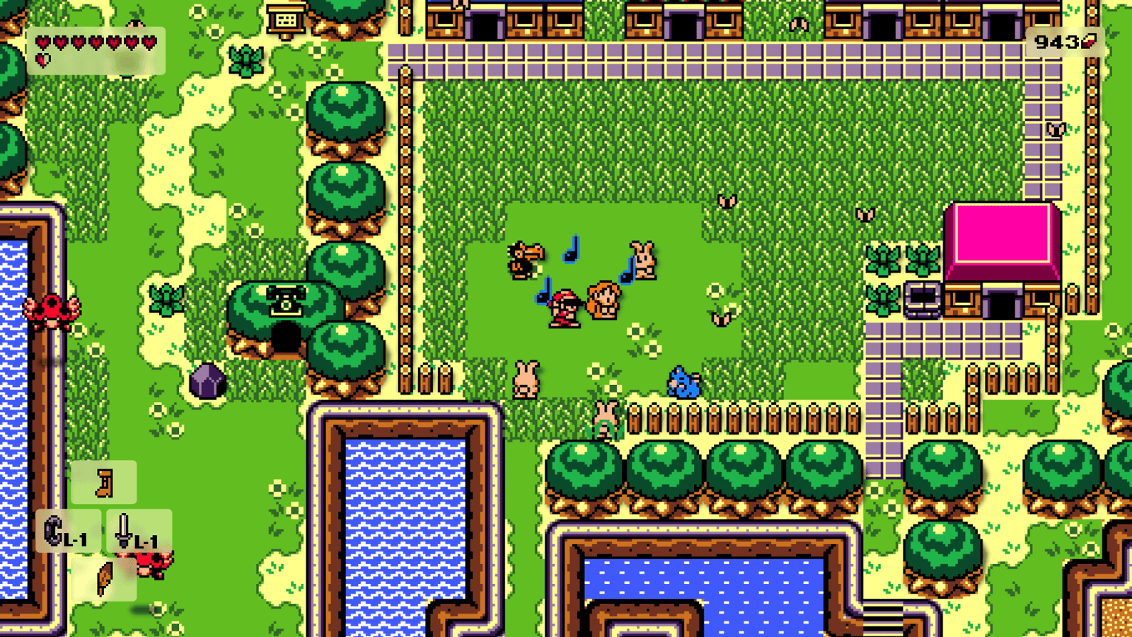 Link’s Awakening title screen with color-enhanced artwork