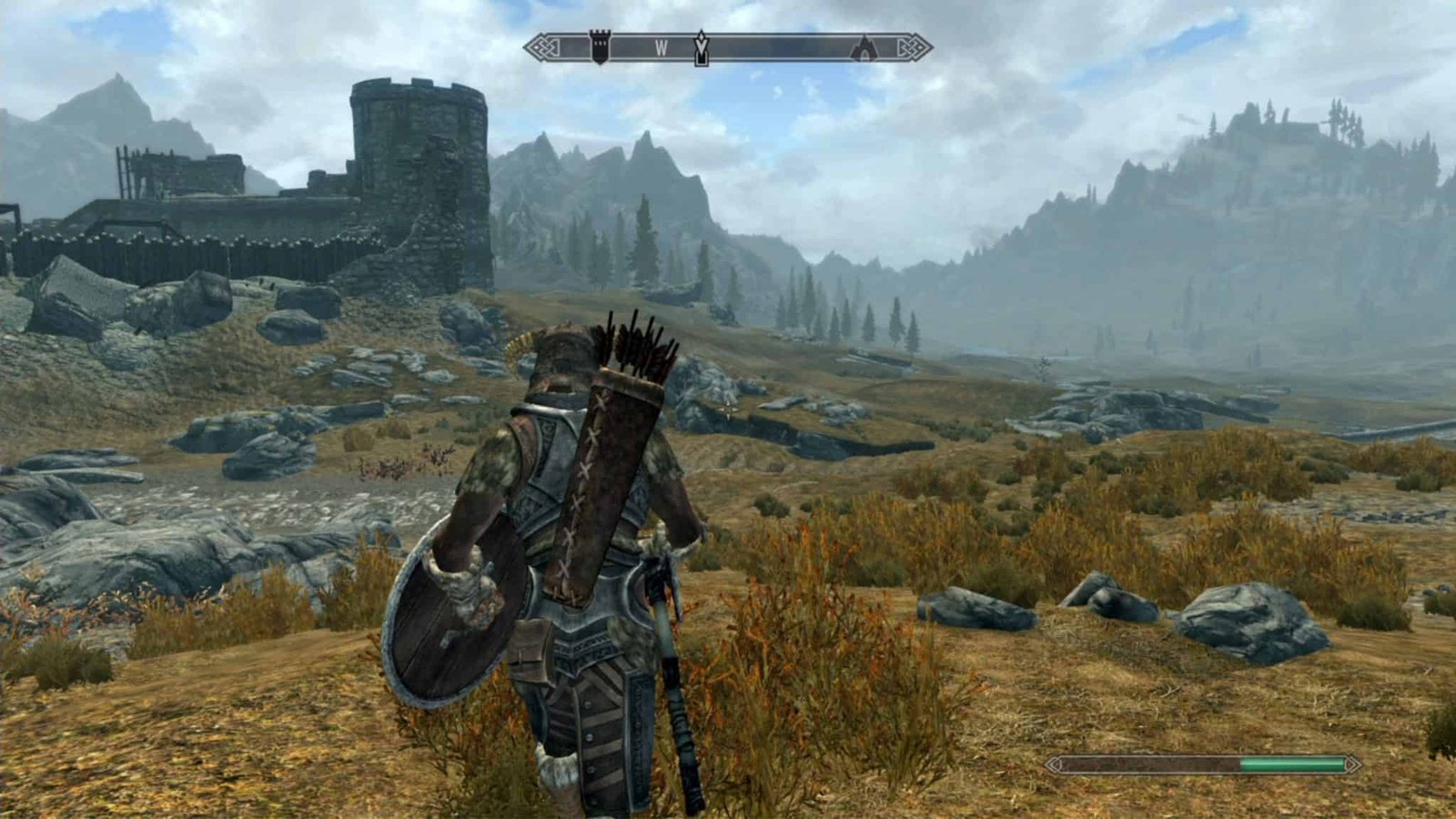 Dragonborn exploring Skyrim's snowy landscape