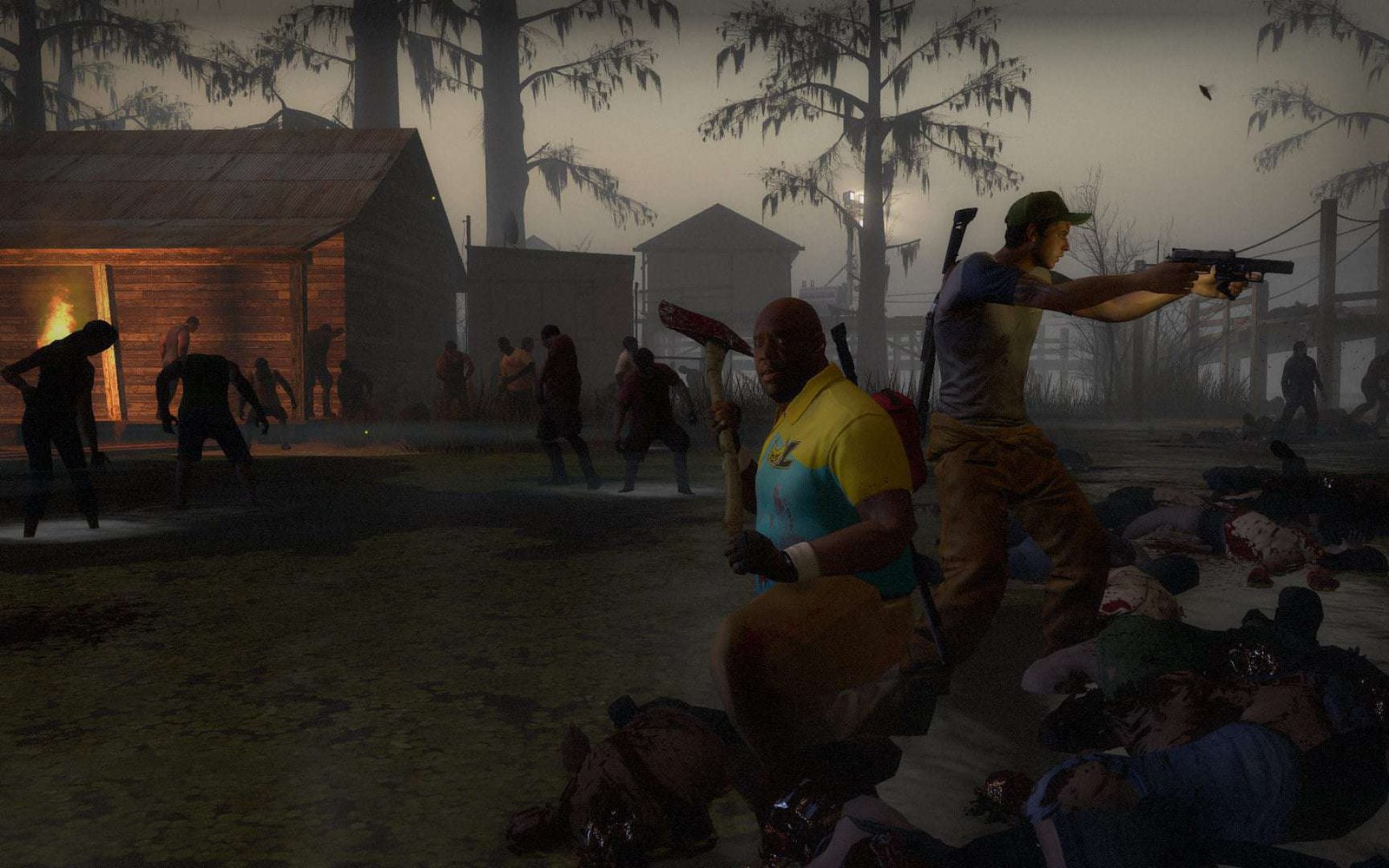 Survivors fighting off zombies in Left 4 Dead 2