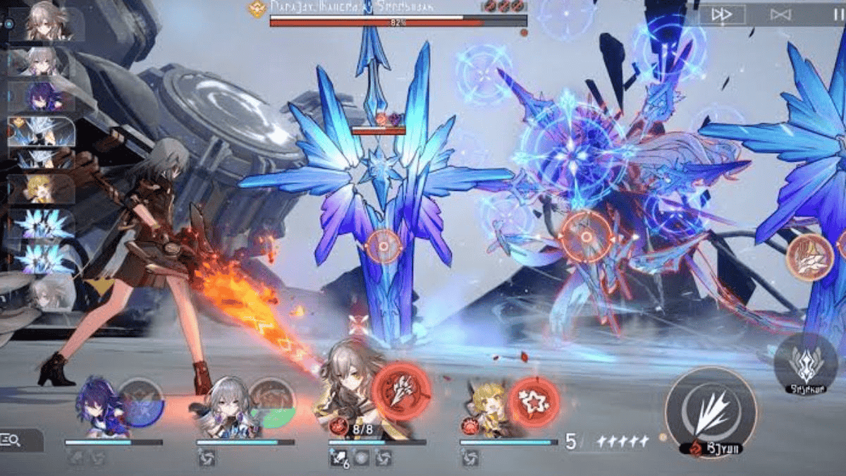 Honkai: Star Rail characters engaged in a tactical combat scene