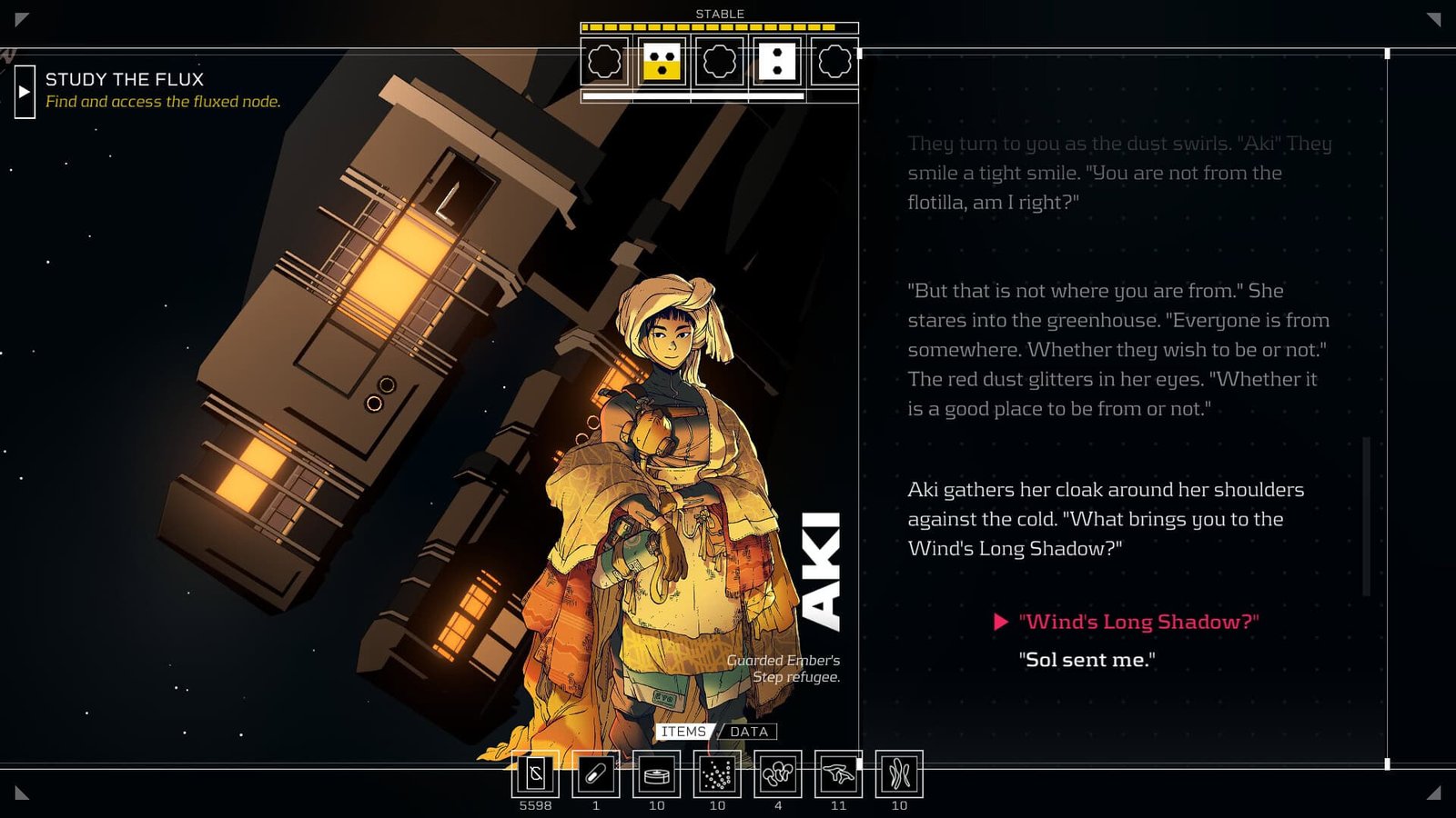 Citizen Sleeper gameplay showing characters and atmospheric art