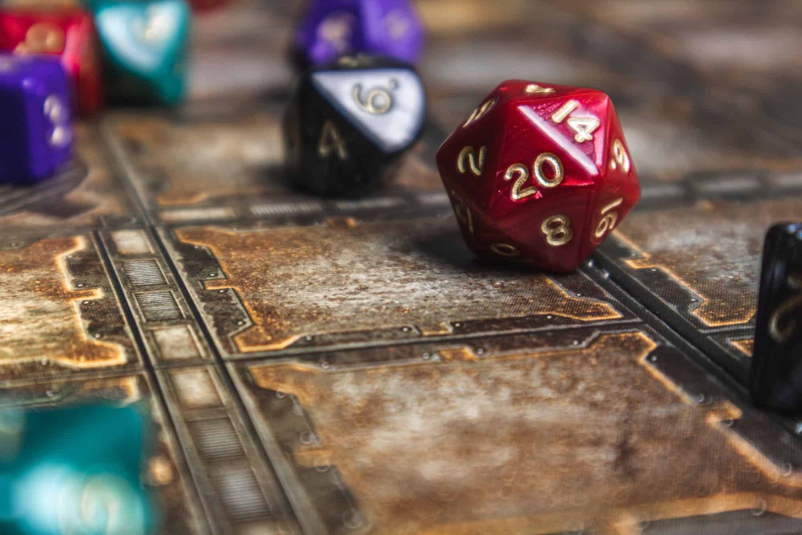 Close-up of classic tabletop RPG materials