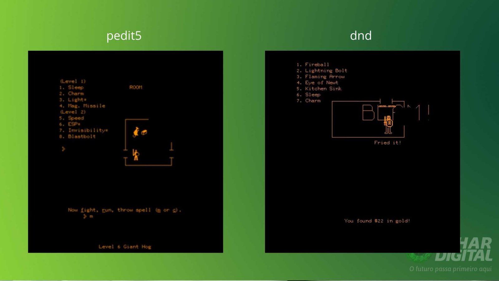 Early computer RPG titles pedit5 and dnd