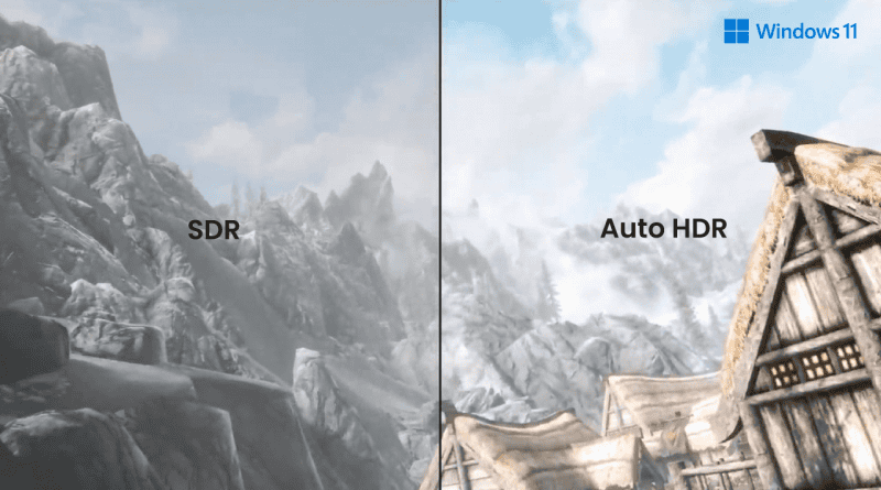 Comparison showing a game image without and with Auto HDR