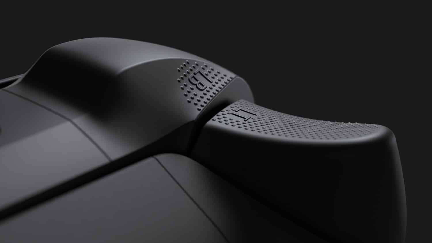 Textured triggers, bumpers and grips on the new controller