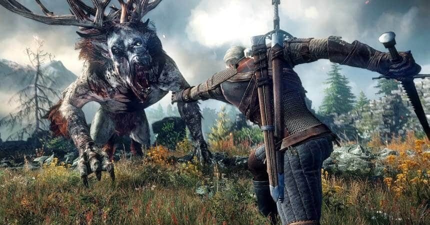 Geralt on horseback in a reworked high-resolution scene