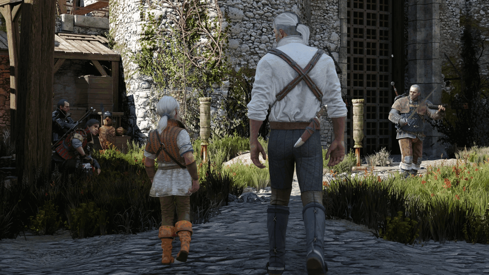 Promotional shot of Geralt reflecting the remaster’s graphical updates