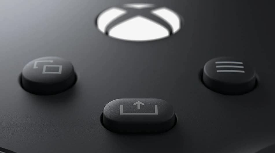 Xbox Wireless Controller showing the Share button